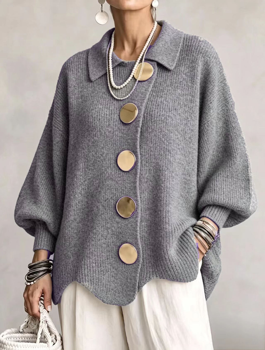 Andrée | Cardigan ample à boutons dorés