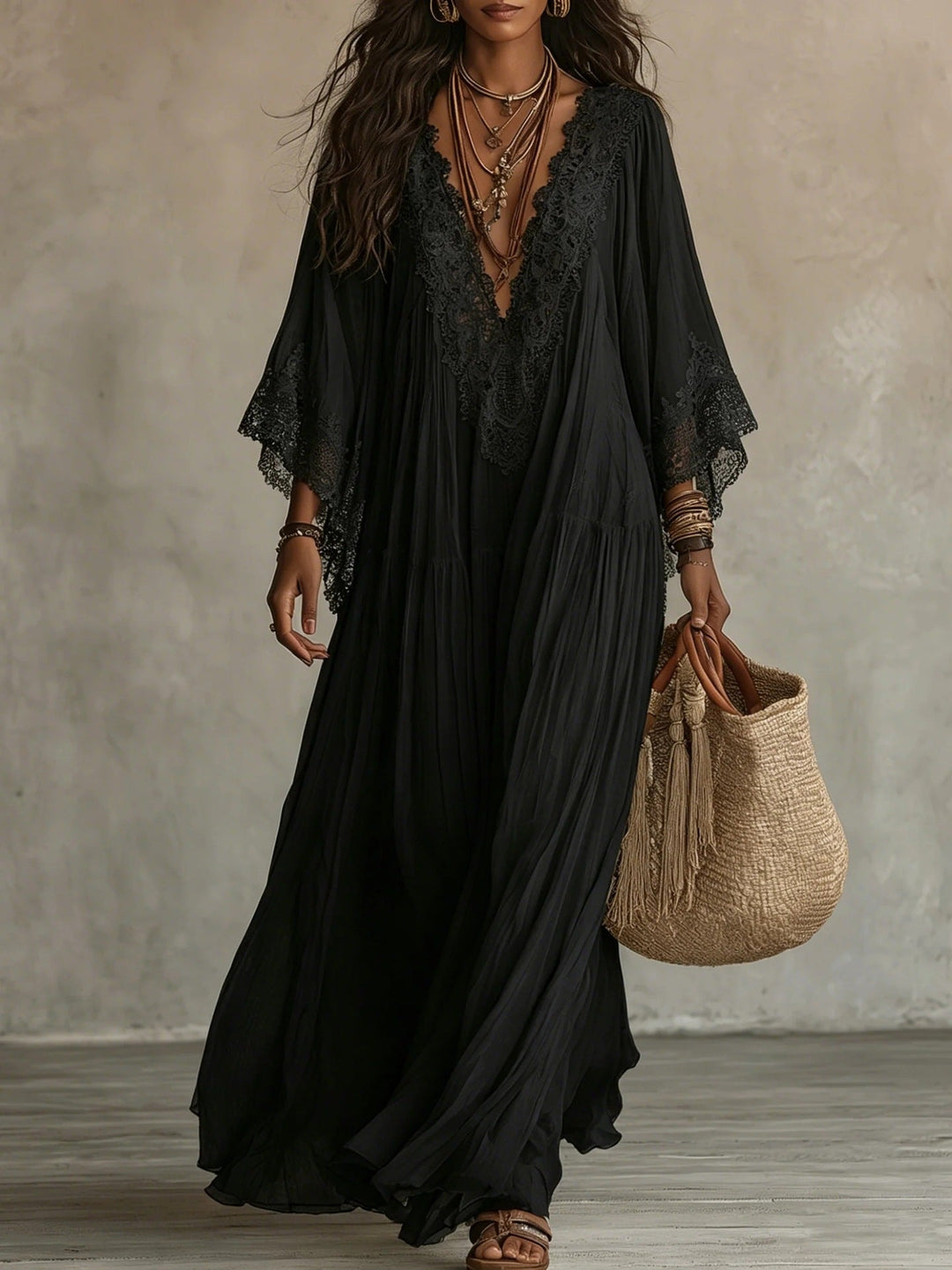 Flavie | Robe longue bohème brodée