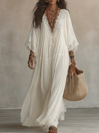 Flavie | Robe longue bohème brodée