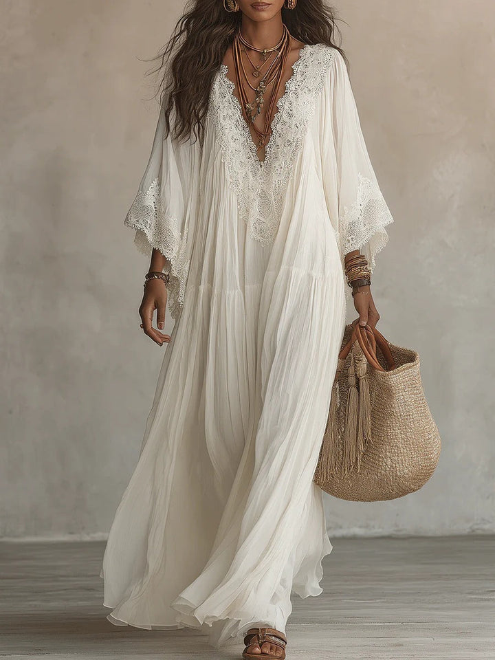 Flavie | Robe longue bohème brodée