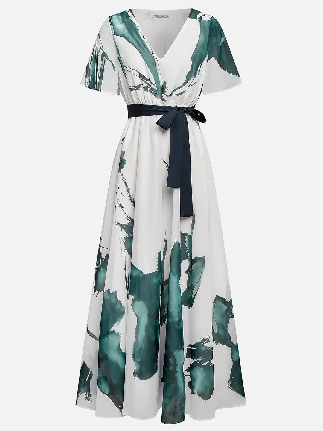 Brune | Robe longue à imprimé aquarelle