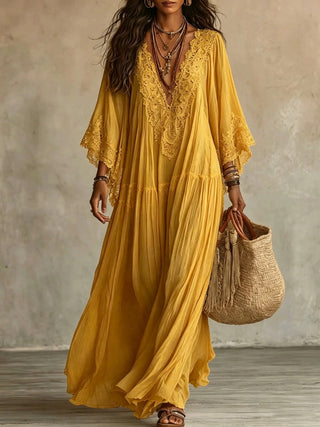 Flavie | Robe longue bohème brodée