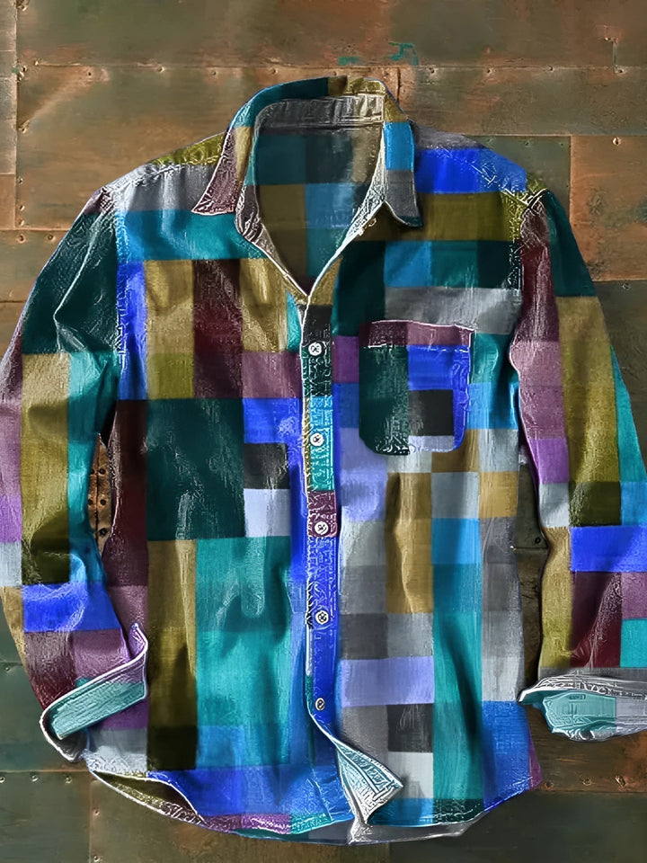 François-Régis | Chemise à manches longues patchwork à blocs de couleurs