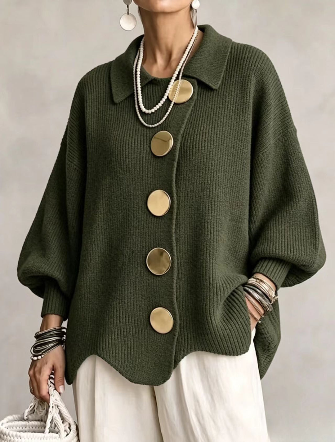 Andrée | Cardigan ample à boutons dorés