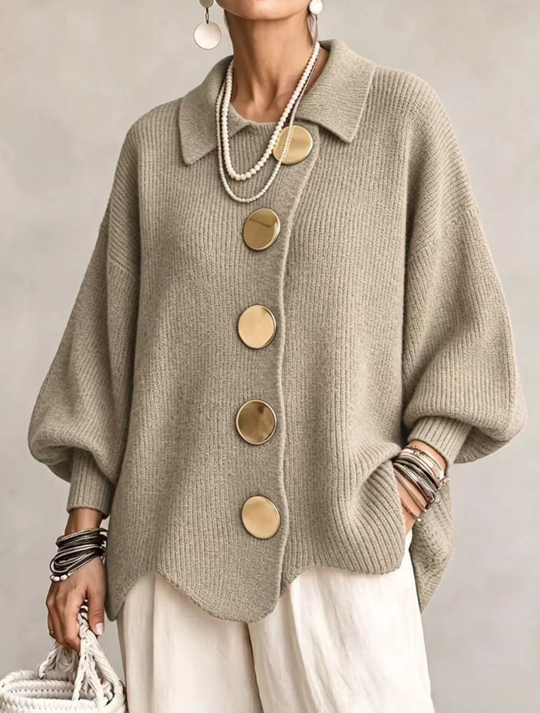 Andrée | Cardigan ample à boutons dorés