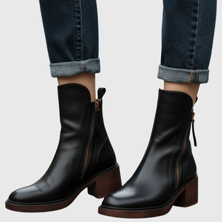 Delphine | Bottines en cuir à talon confortable