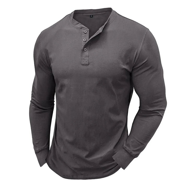 Mathieu | T-shirt henley à manches longues coupe ajustée