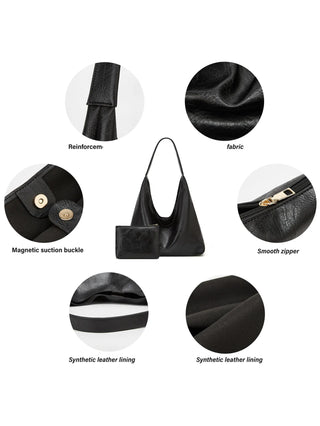 Claire Élysée | Ensemble sac et portefeuille en cuir véritable