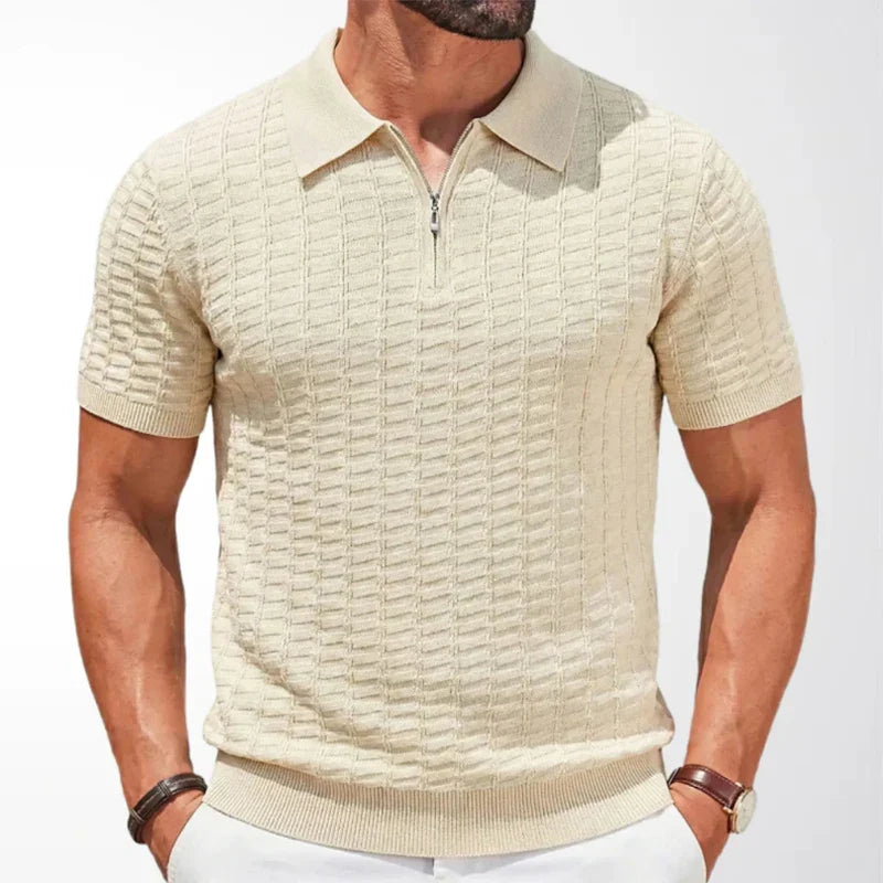 Pierre-Olivier | Polo en maille à col zip texturé