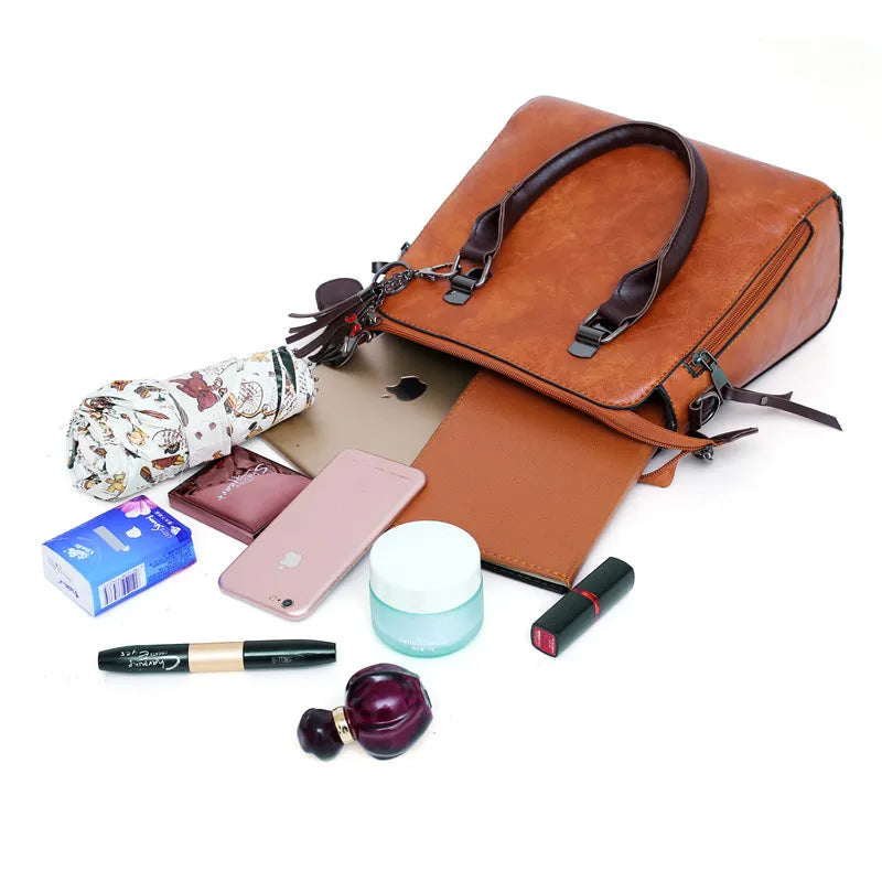 Adèle Rivoli | Ensemble sac et portefeuille en cuir véritable