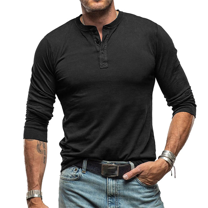 Mathieu | T-shirt henley à manches longues coupe ajustée