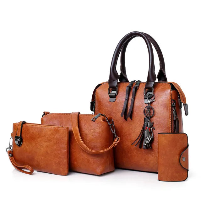 Adèle Rivoli | Ensemble sac et portefeuille en cuir véritable