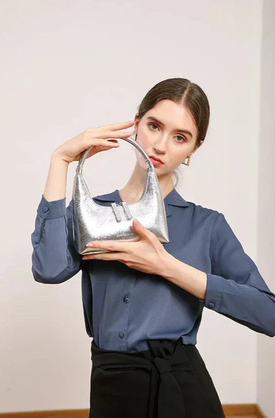 Angélique Élysée | Sac baguette en cuir véritable