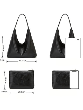 Claire Élysée | Ensemble sac et portefeuille en cuir véritable