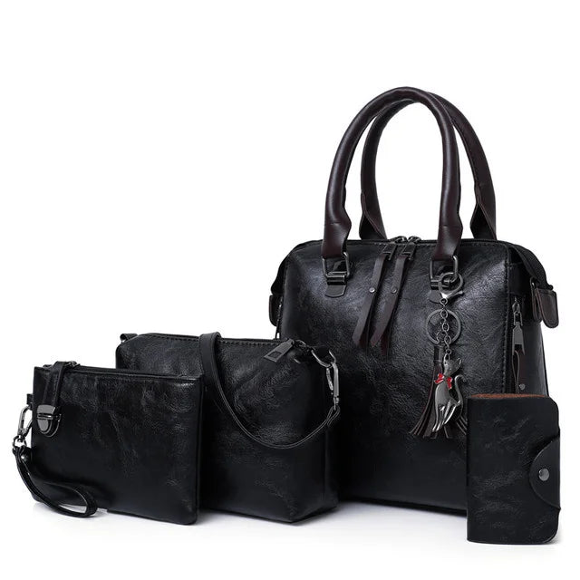 Adèle Rivoli | Ensemble sac et portefeuille en cuir véritable