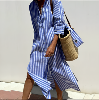 Agnès | Robe-chemise rayée chic