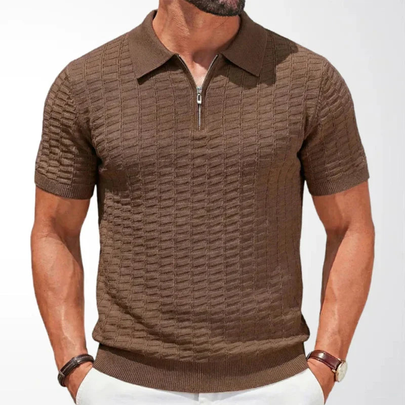Pierre-Olivier | Polo en maille à col zip texturé