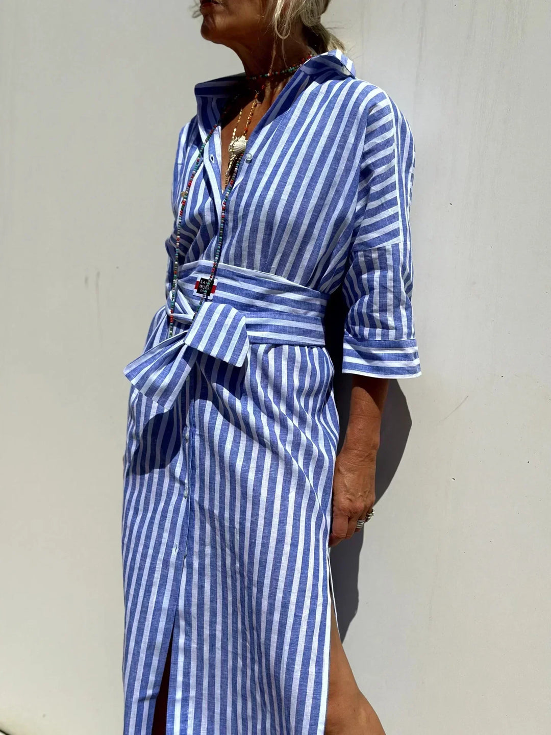 Agnès | Robe-chemise rayée chic