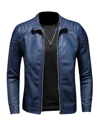 Jérôme | Veste en cuir à col montant