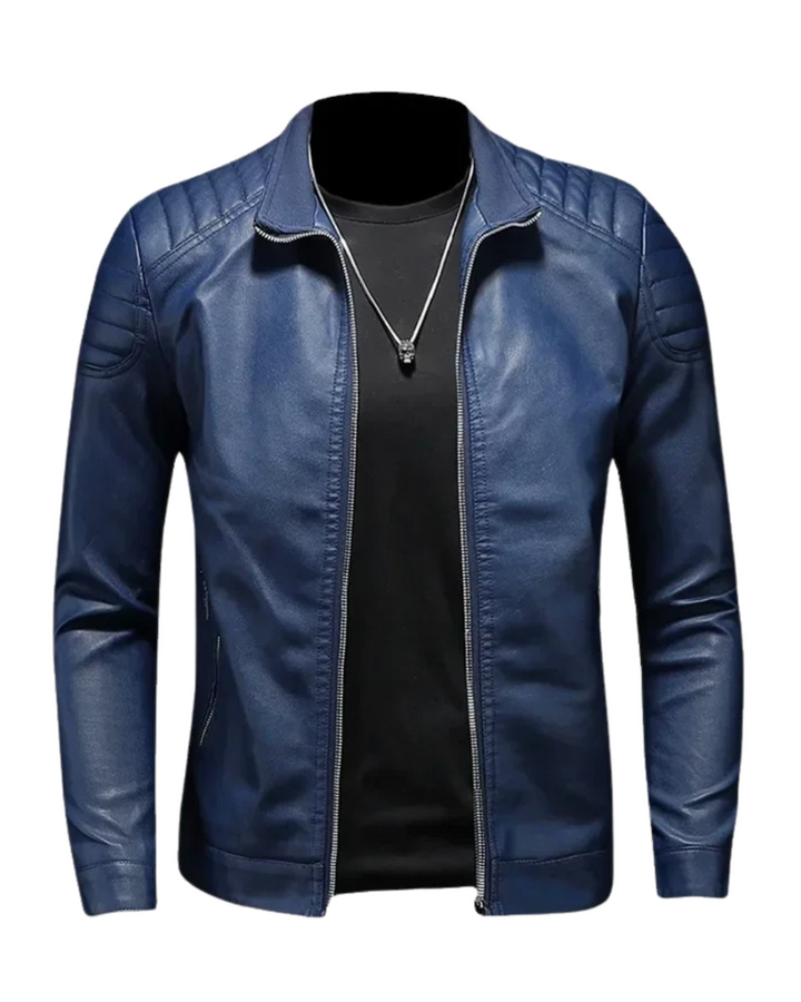 Jérôme | Veste en cuir à col montant