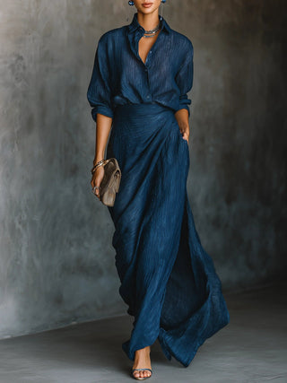 Solène | Ensemble chemise et jupe longue