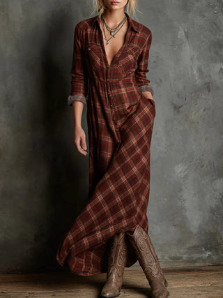 Éléonore | Robe-chemise longue à carreaux