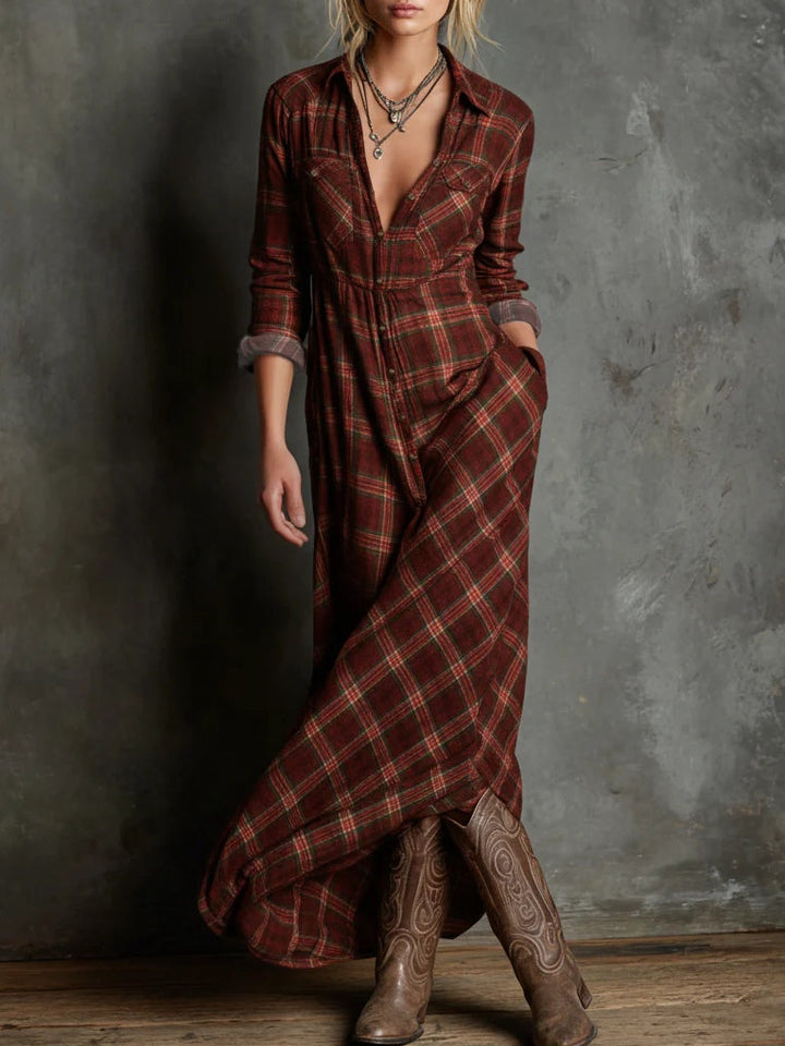 Éléonore | Robe-chemise longue à carreaux