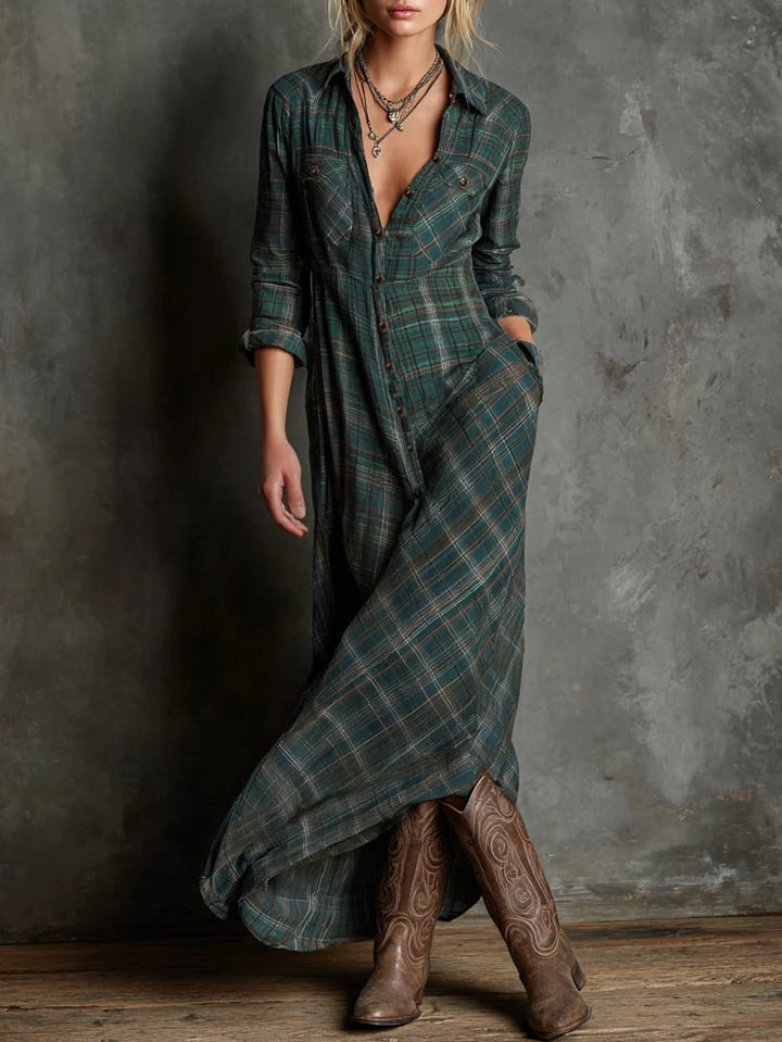 Éléonore | Robe-chemise longue à carreaux