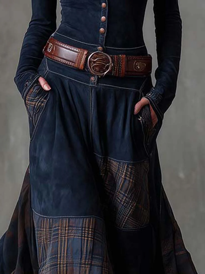 Maëlle | Robe longue en suédine avec ceinture