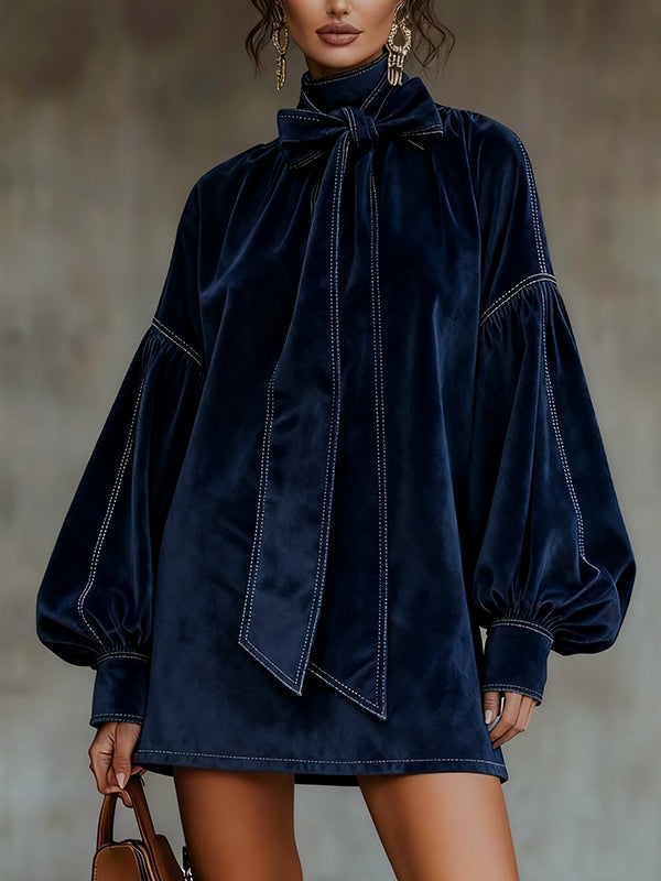 Joséphine | Mini-robe en velours à nœud