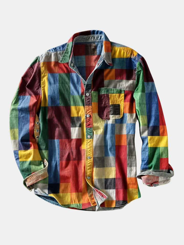 François-Régis | Chemise à manches longues patchwork à blocs de couleurs