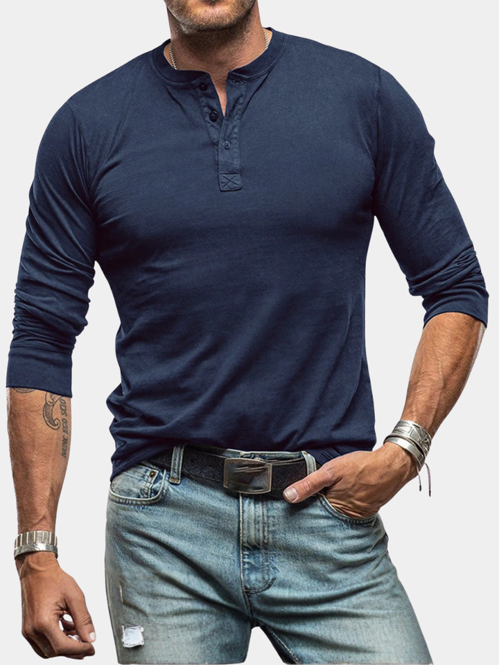 Mathieu | T-shirt henley à manches longues coupe ajustée