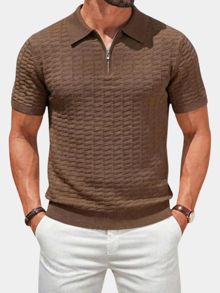 Pierre-Olivier | Polo en maille à col zip texturé
