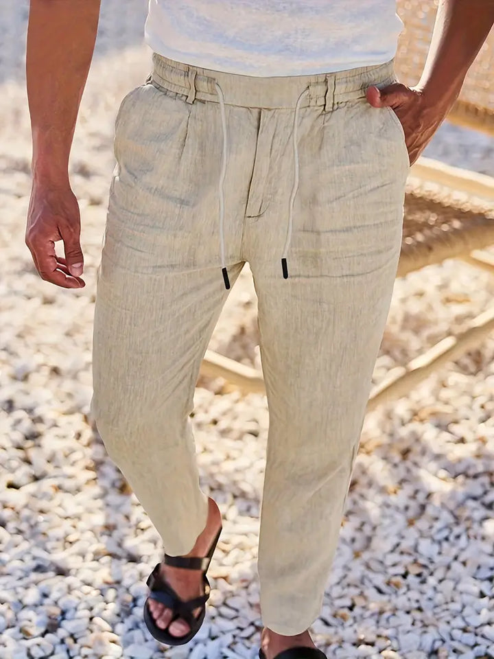 Adrien | Pantalon large en lin avec cordon