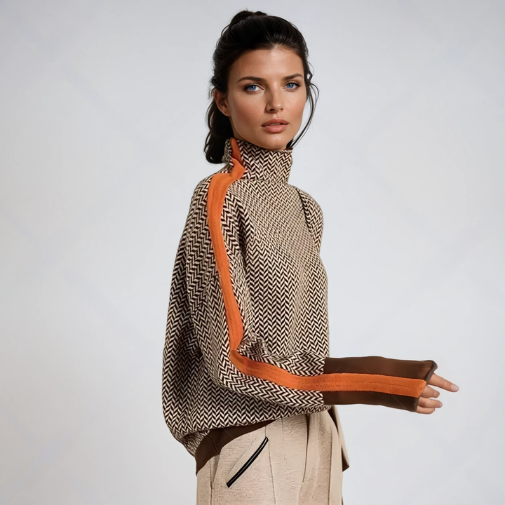 Line | Pull à col montant et rayures contrastées