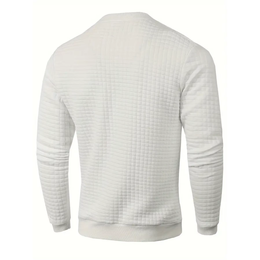 Antoine | Pull élégant à col rond – Blanc – vue de dos
