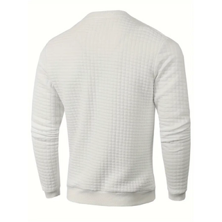 Antoine | Pull élégant à col rond – Blanc – vue de dos