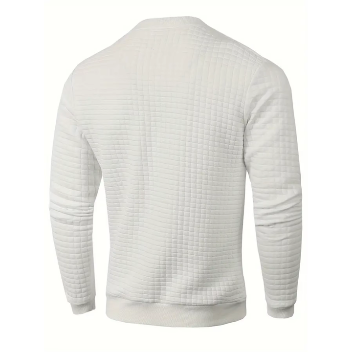Antoine | Pull élégant à col rond – Blanc – vue de dos