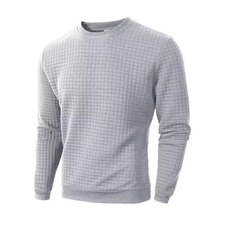 Antoine | Pull élégant à col rond – Gris clair – vue de face