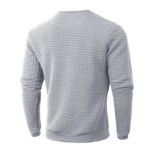 Antoine | Pull élégant à col rond – Gris clair – vue de dos