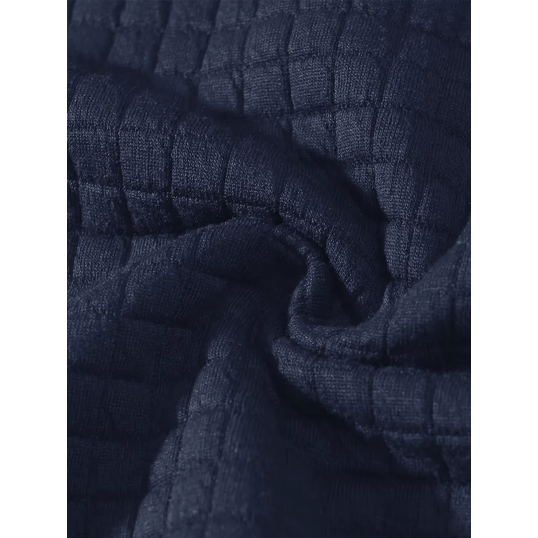 Antoine | Pull élégant à col rond – Bleu marine – détail de la texture