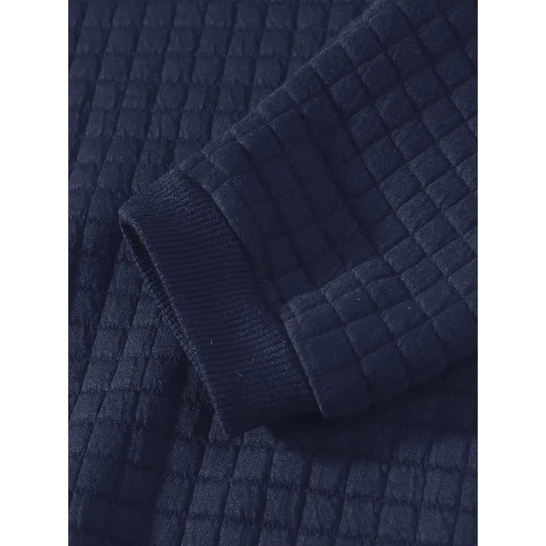 Antoine | Pull élégant à col rond – Bleu marine – détail du poignet