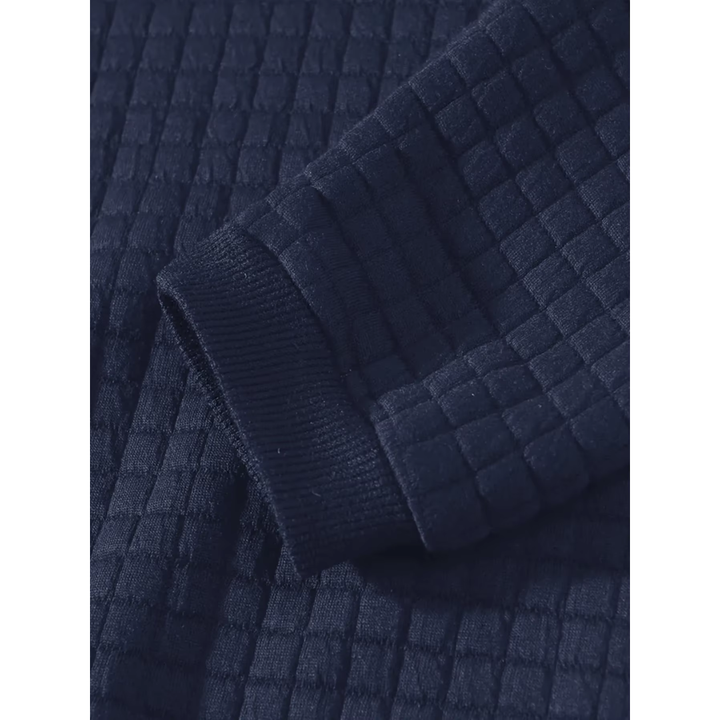 Antoine | Pull élégant à col rond – Bleu marine – détail du poignet