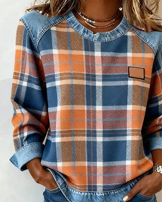 Nina | Chemise à carreaux et empiècement en jean