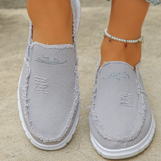 Prune | Mocassins décontractés en toile brodée