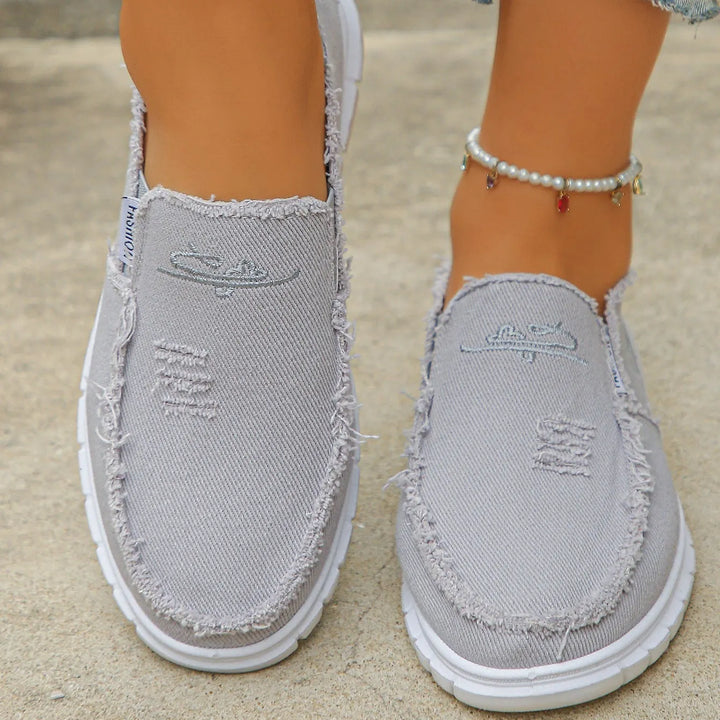 Prune | Mocassins décontractés en toile brodée