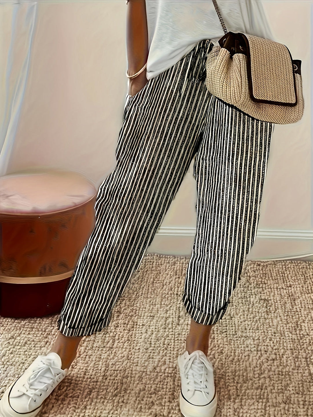 Violaine | Pantalon large à rayures