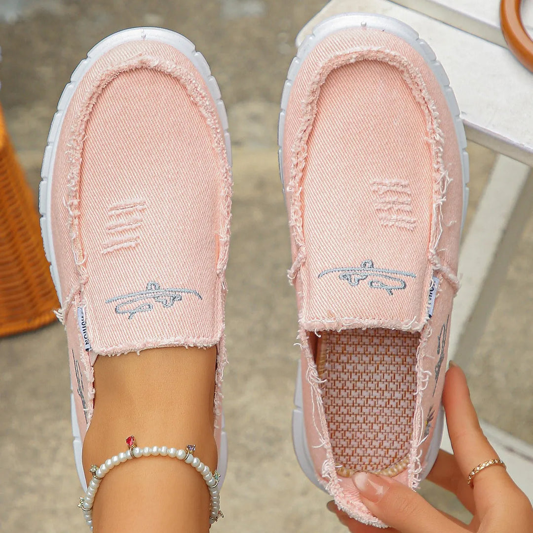 Prune | Mocassins décontractés en toile brodée