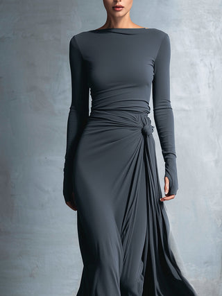 Éléa | Robe longue à nœud latéral
