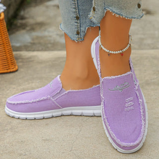 Prune | Mocassins décontractés en toile brodée